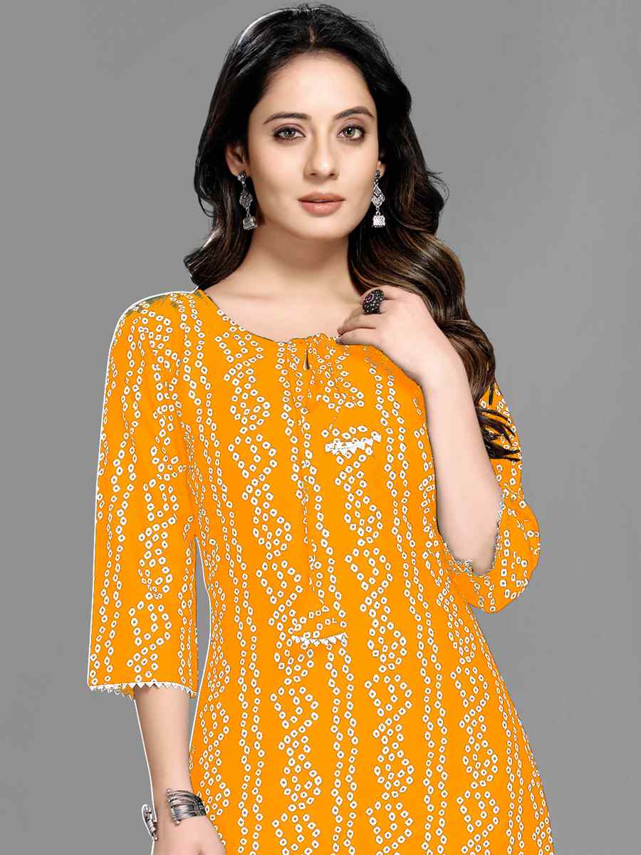 Mustard Heavy 14 kg Rayon Printed Casual Festival Kurti