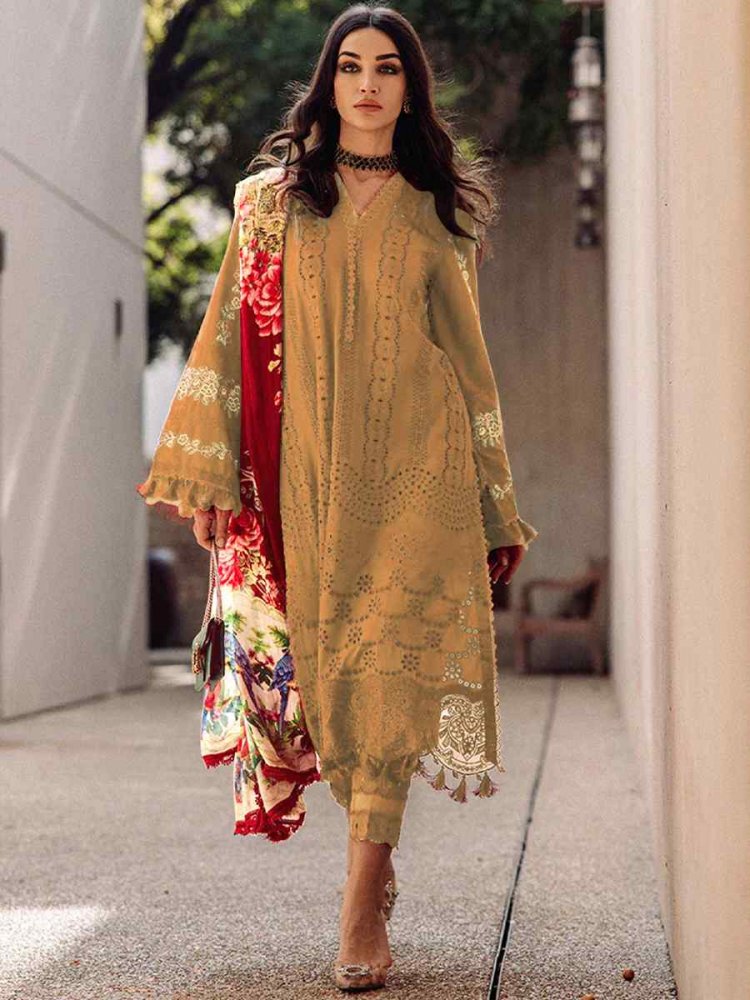 Mustard Heavy Cotton Embroidered Festival Casual Pant Salwar Kameez