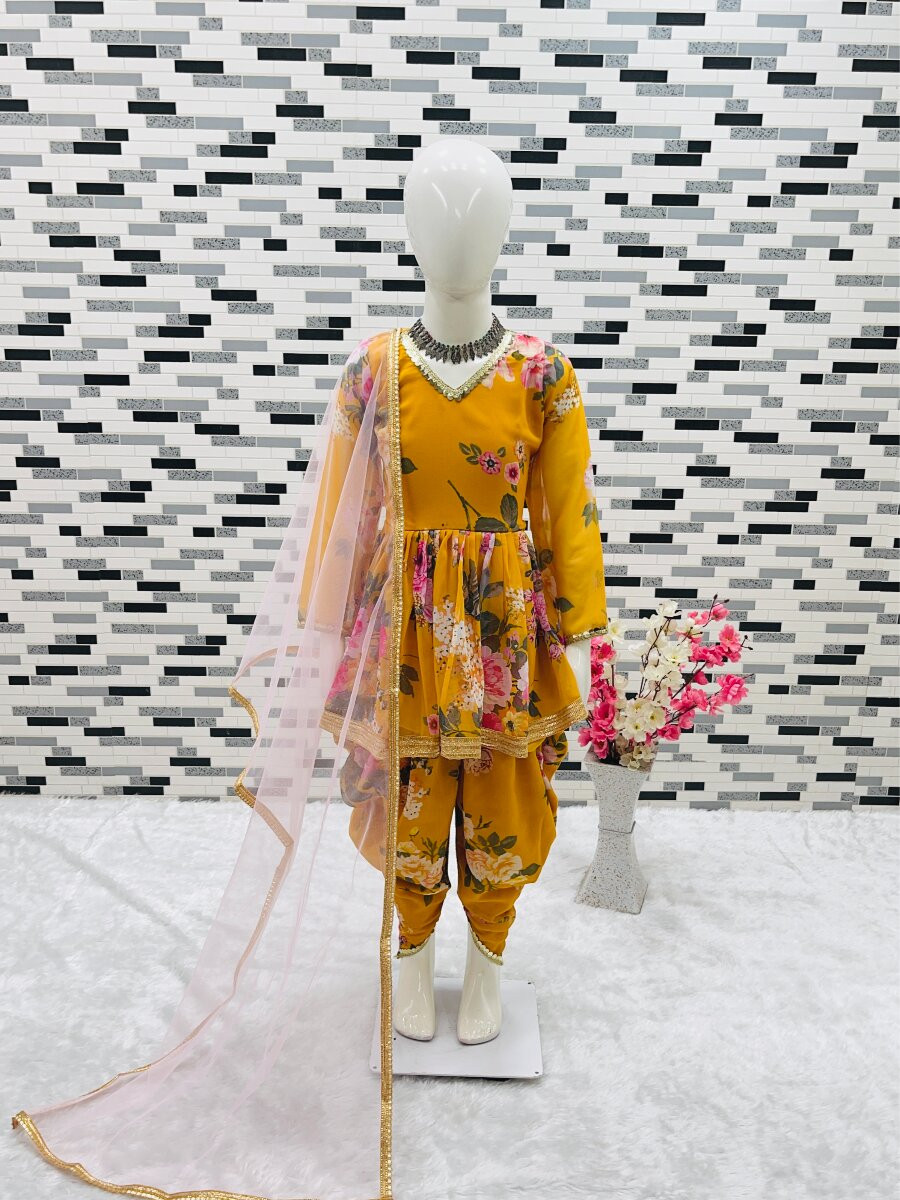Mustard Heavy Fox Georgette Digital Print With Less Traditional Ethnic Casual Festival Party Wedding Salwars Girls Wear