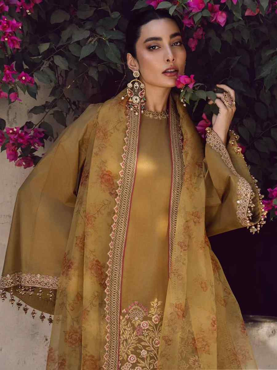 Mustard Heavy Micro Cotton Embroidered Festival Mehendi Ready Farsi Salwar Kameez
