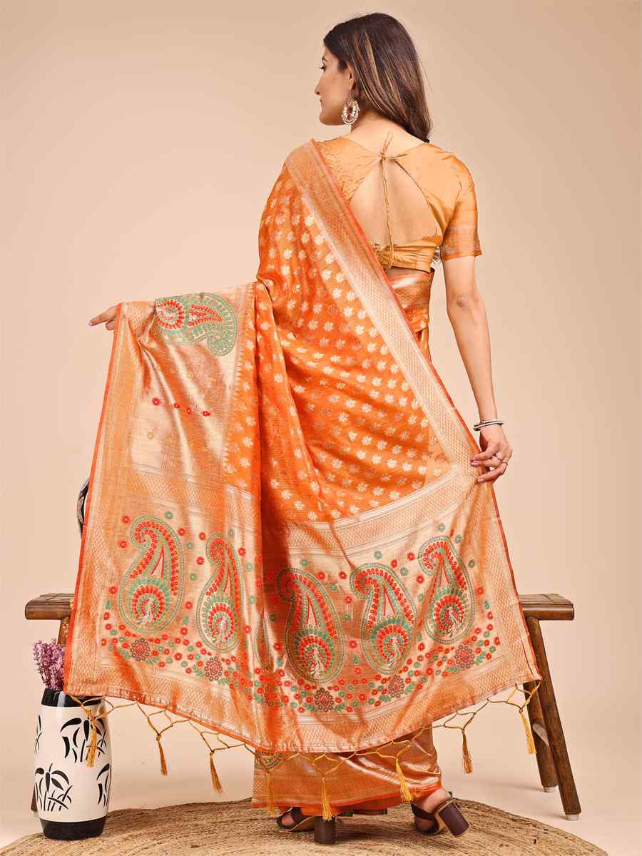 Mustard Linen Cotton Printed Festival Wedding Fancy Heavy Border Saree