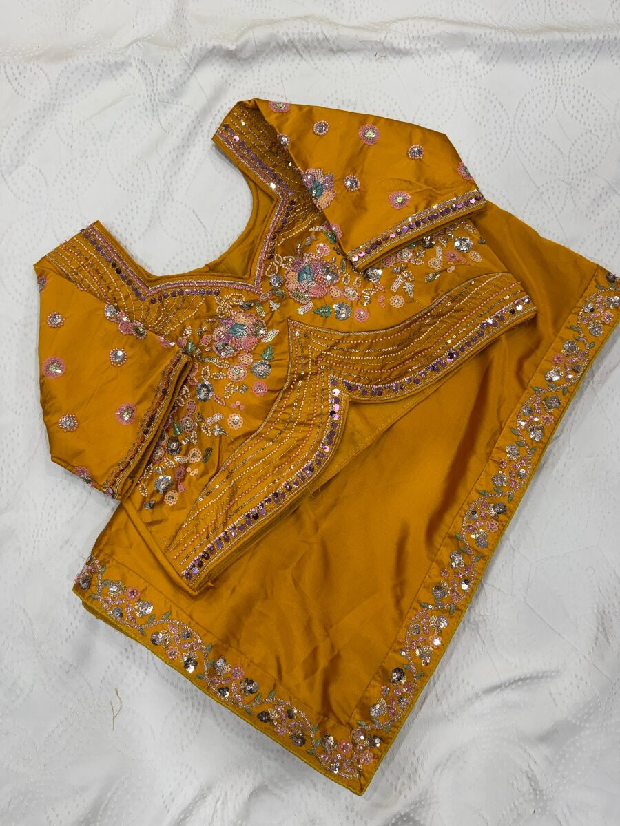 Mustard Malay Satin Silk Embroidery Sequins Stone Work Wedding Party Festival Casual Heavy Border Sarees