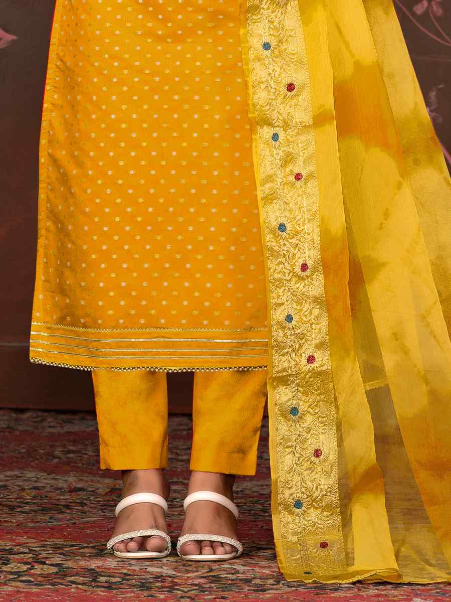 Mustard Modal Cotton Embroidered Casual Festival Pant Salwar Kameez
