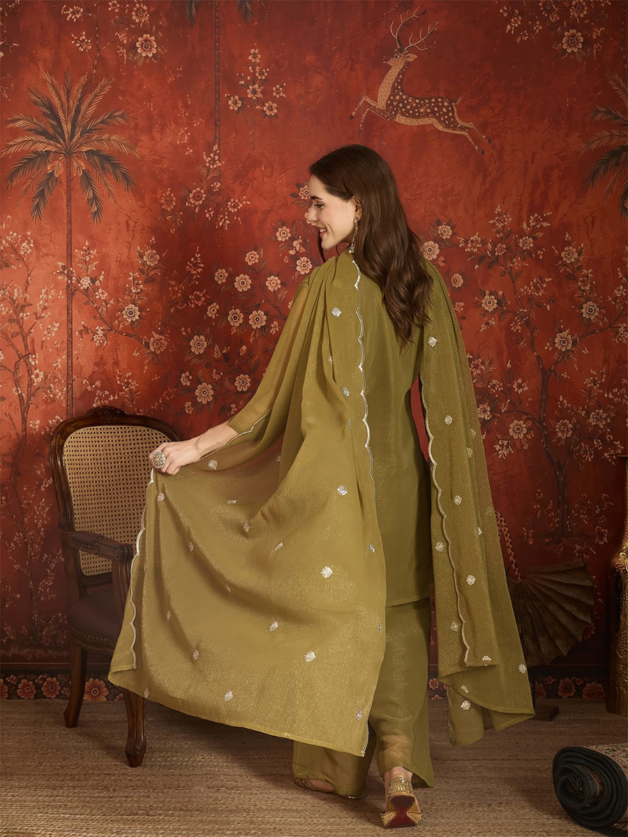 Mustard Net Embroidery Wedding Party Festival Casual Ready Palazzo Pant Salwar Kameez