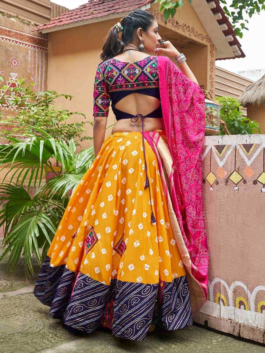 Mustard Organza Rayon Embroidered Festival Festival Traditional Lehenga Choli