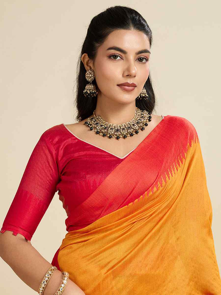 Mustard Premium Khadi Raw Silk Zari Handwoven Casual Reception Festival Wedding Fancy Classic Style Sarees
