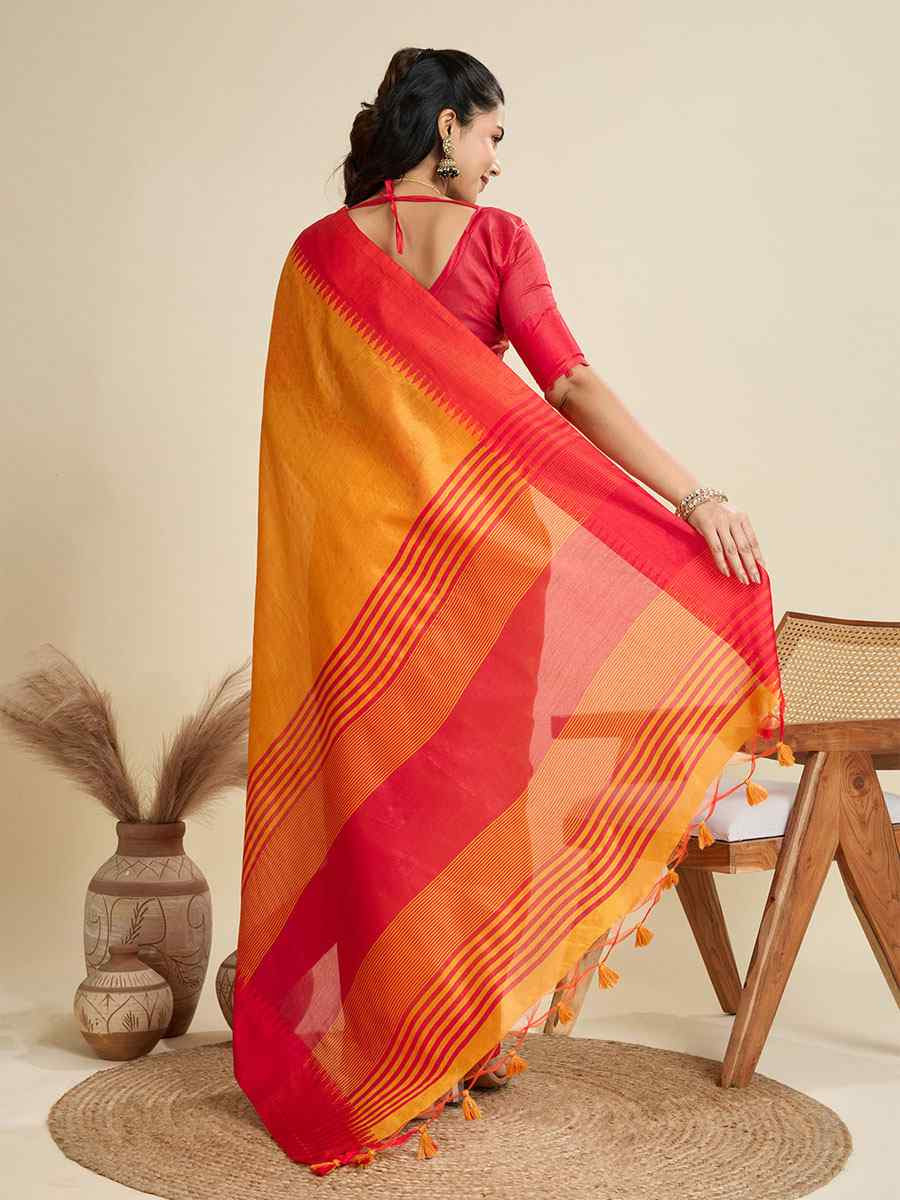 Mustard Premium Khadi Raw Silk Zari Handwoven Casual Reception Festival Wedding Fancy Classic Style Sarees