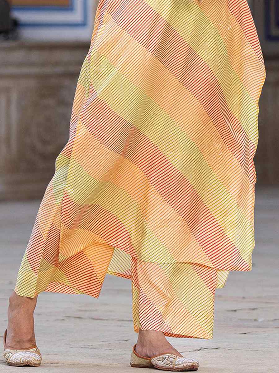 Mustard Pure Muslin Printed Festival Casual Kurti