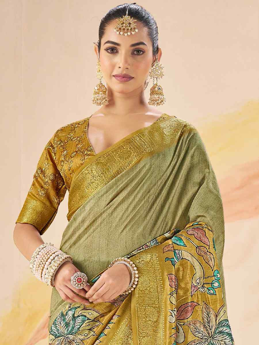 Mustard Silk Printed Handwoven Traditional Bridal Reception Festival Wedding Fancy Classic Style Sarees