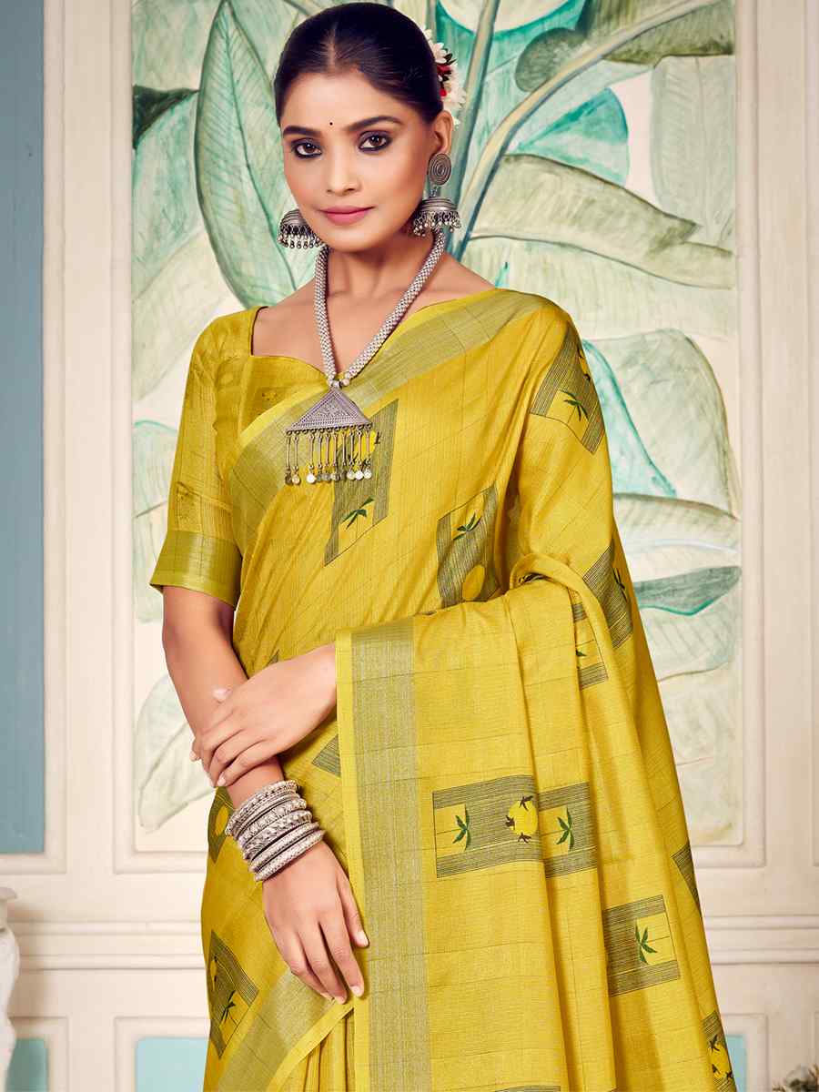 Mustard Soft Cotton Handwoven Casual Festival Classic Style Saree