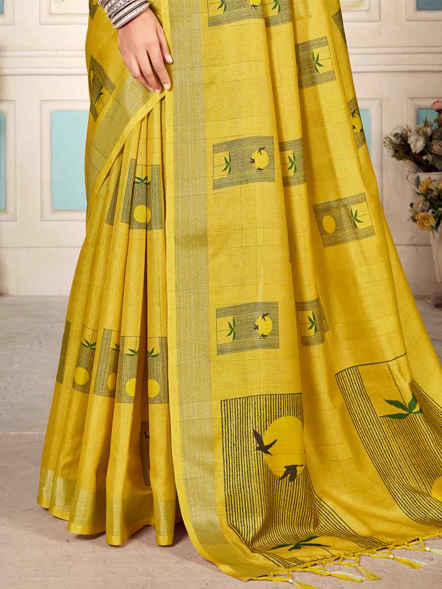 Mustard Soft Cotton Handwoven Casual Festival Classic Style Saree