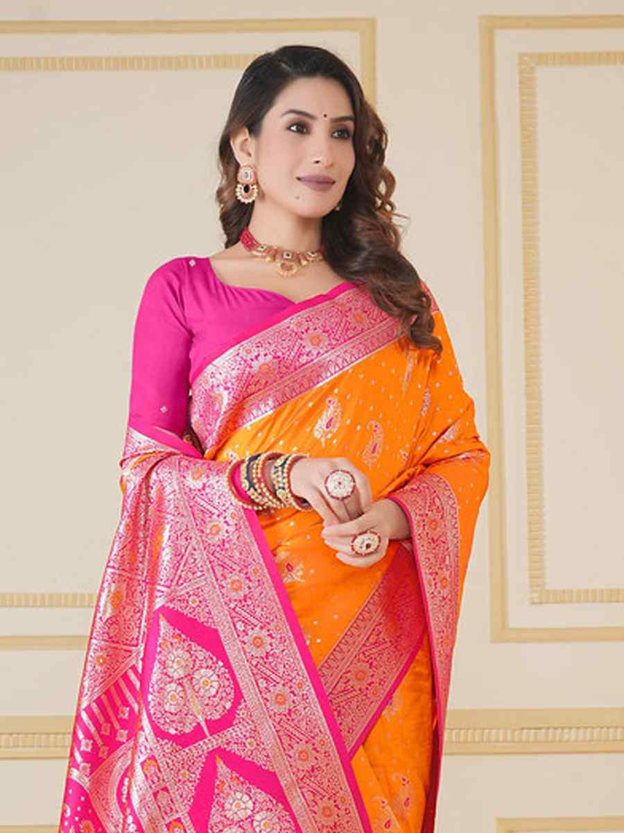 Mustard Soft Silk Handwoven Festival Wedding Fancy Heavy Border Saree