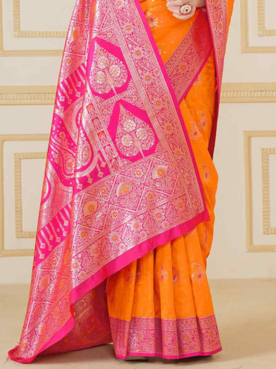 Mustard Soft Silk Handwoven Festival Wedding Fancy Heavy Border Saree