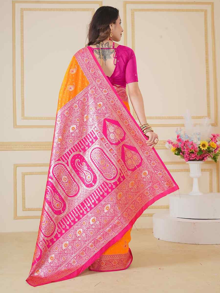 Mustard Soft Silk Handwoven Festival Wedding Fancy Heavy Border Saree