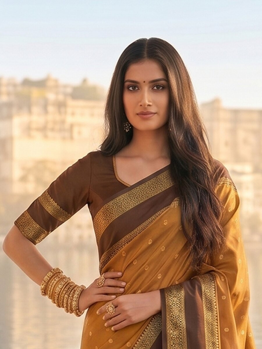 Mustard Soft Silk Zari Weaving Wedding Reception Party Festival Casual Heavy Border Sarees