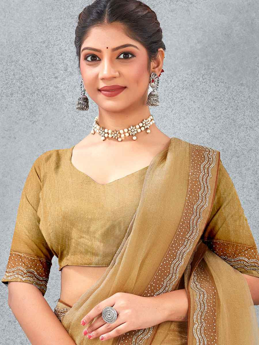 Mustard Soft Silk Zircon Stone Embroidery Festival Wedding Fancy Classic Heavy Border Saree
