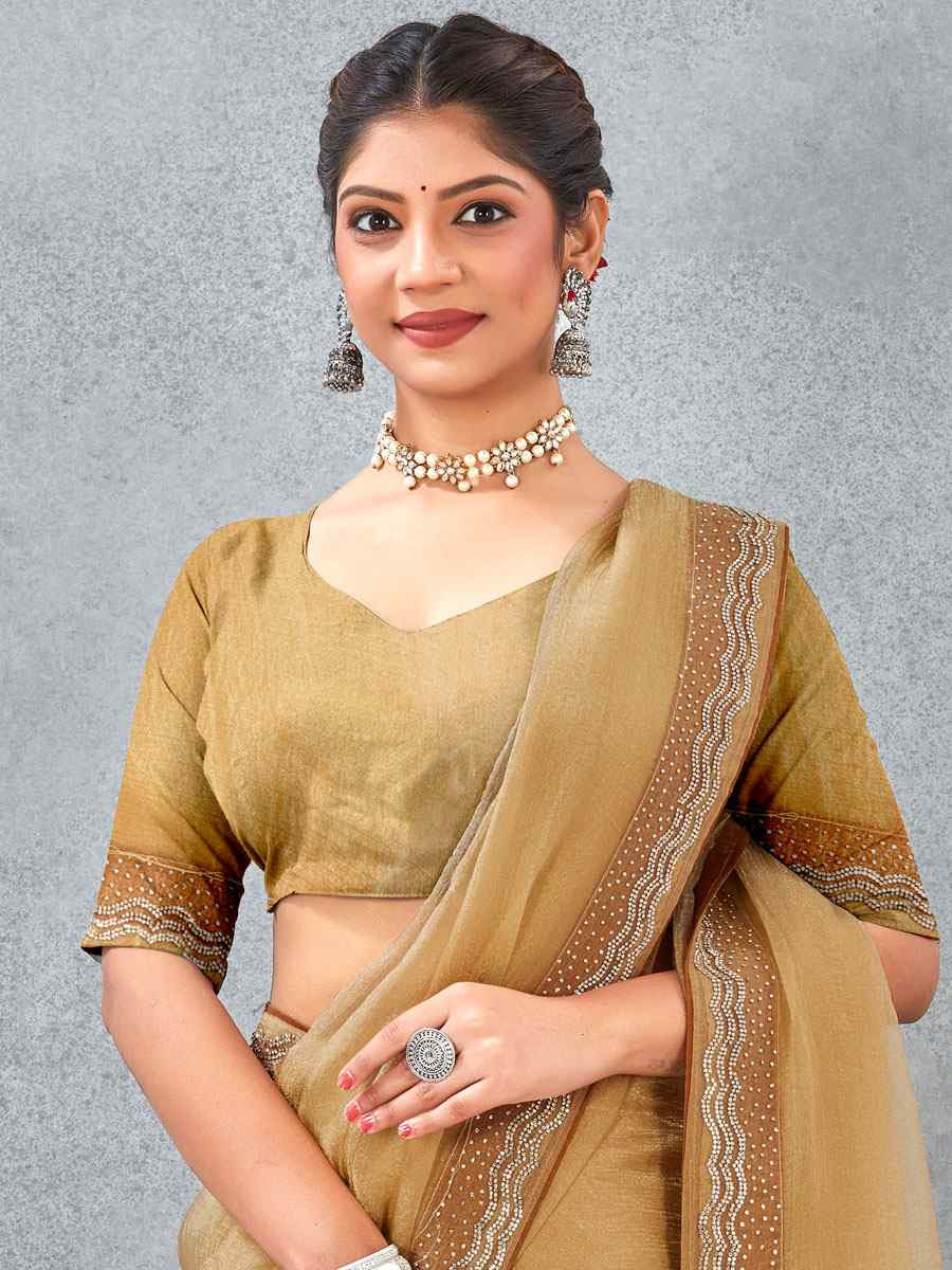 Mustard Soft Silk Zircon Stone Embroidery Festival Wedding Fancy Classic Heavy Border Saree