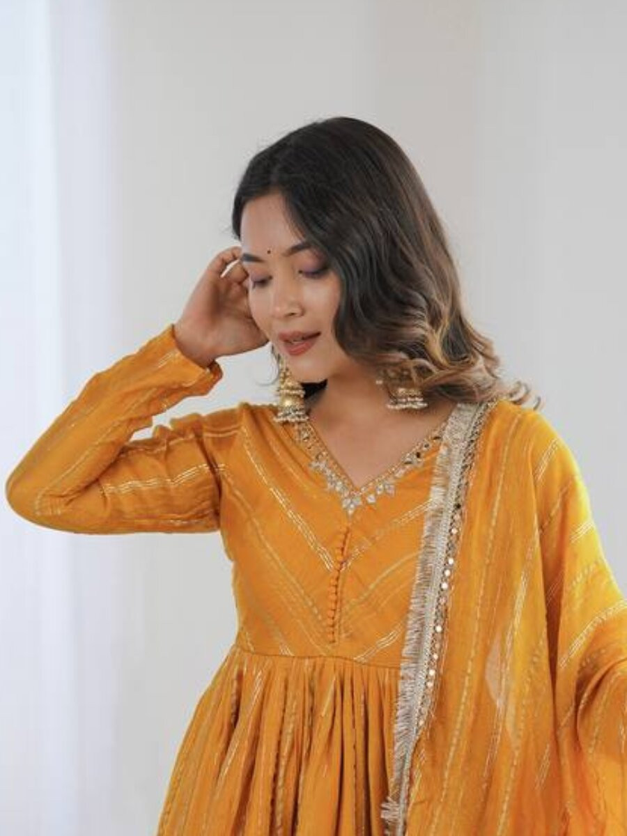 Mustard Stone Work Lace Work Handwork Wedding Party Festival Casual Ready Sharara Pant Salwar Kameez