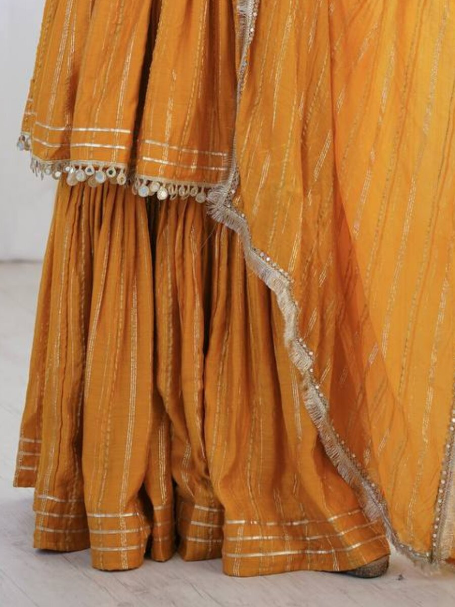 Mustard Stone Work Lace Work Handwork Wedding Party Festival Casual Ready Sharara Pant Salwar Kameez