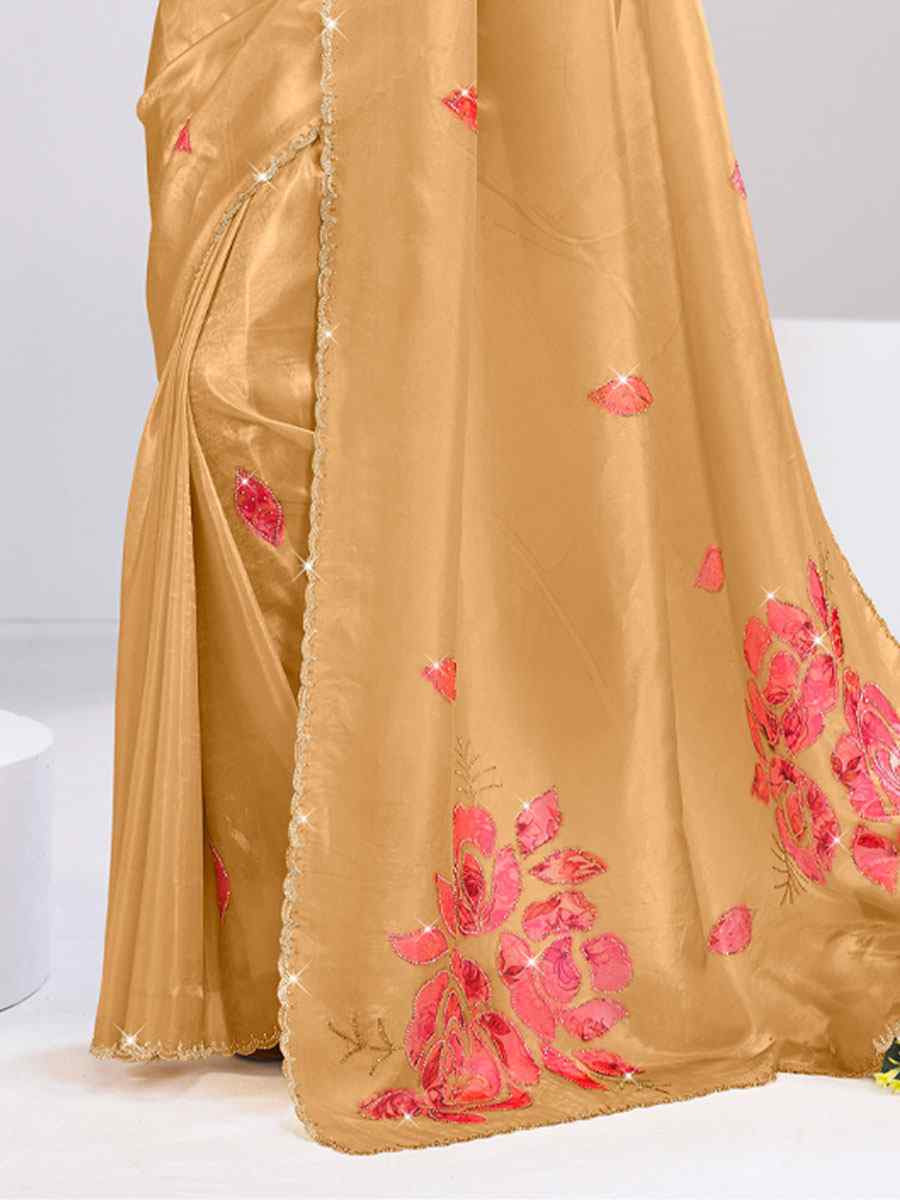 Mustard Tissue Silk Embroidery Traditional Bridal Reception Festival Wedding Fancy Heavy Border Saree