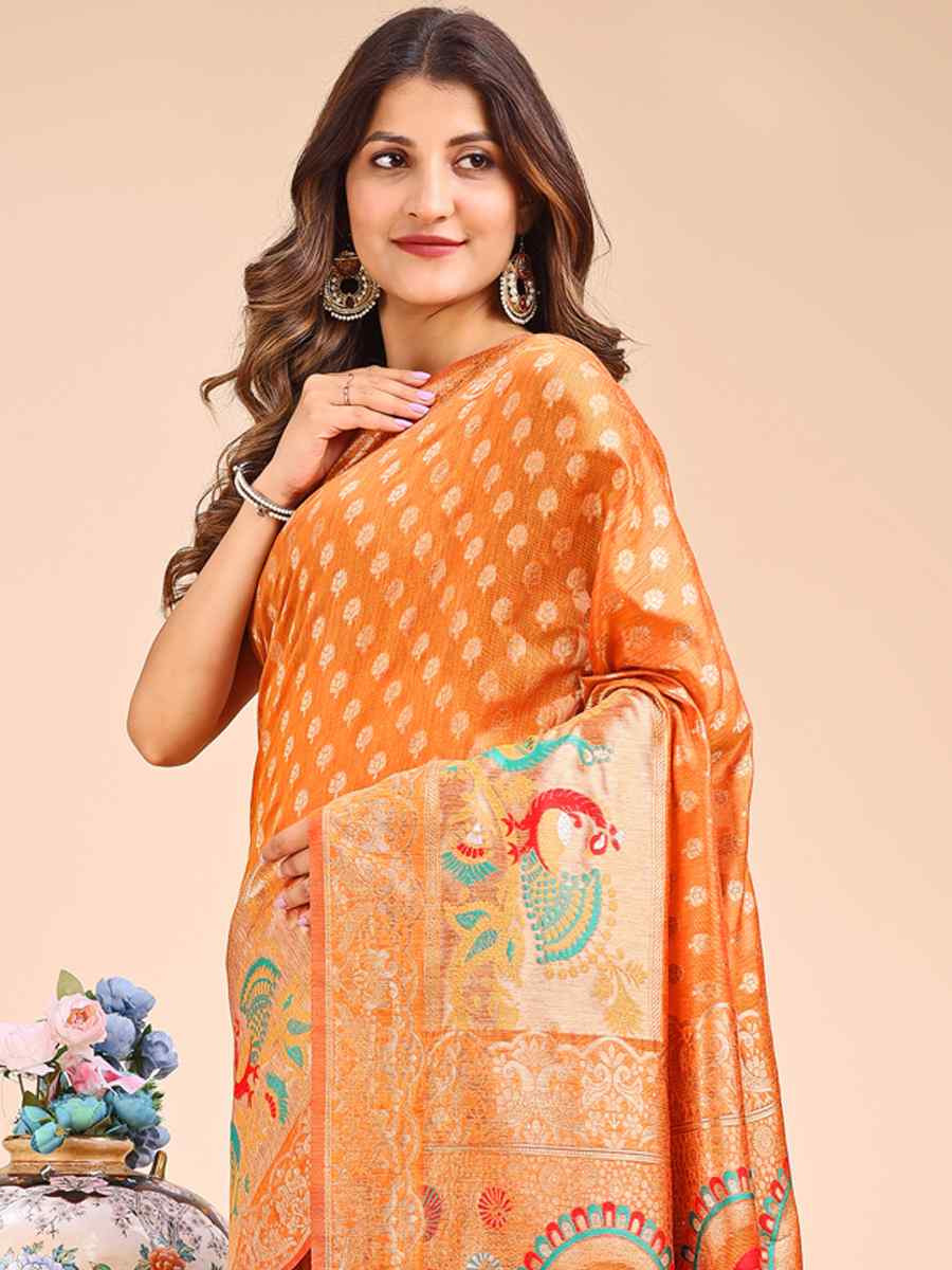 Mustrad Linen Cotton Printed Festival Wedding Fancy Heavy Border Saree