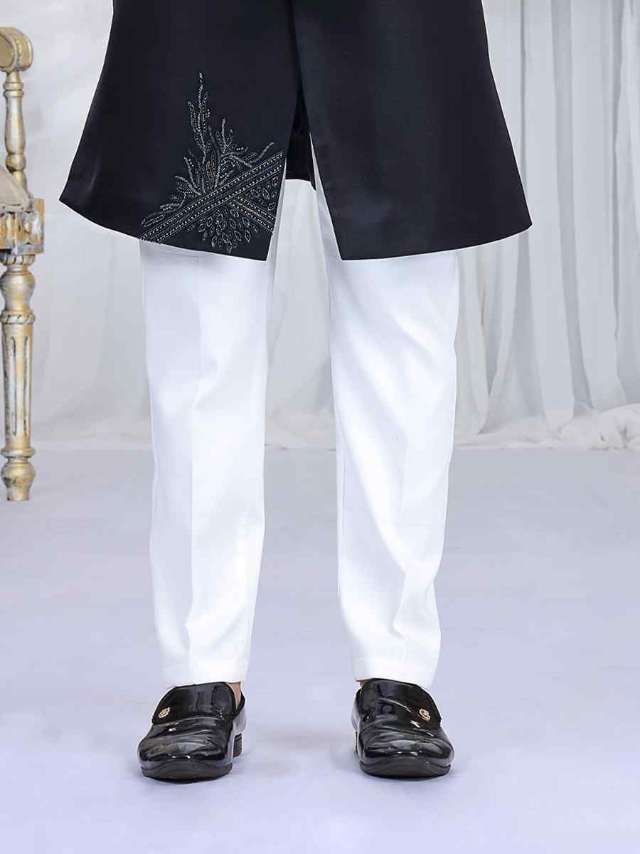 Navy Blue Art Silk Embroidered Festival Wedding Mens Sherwani