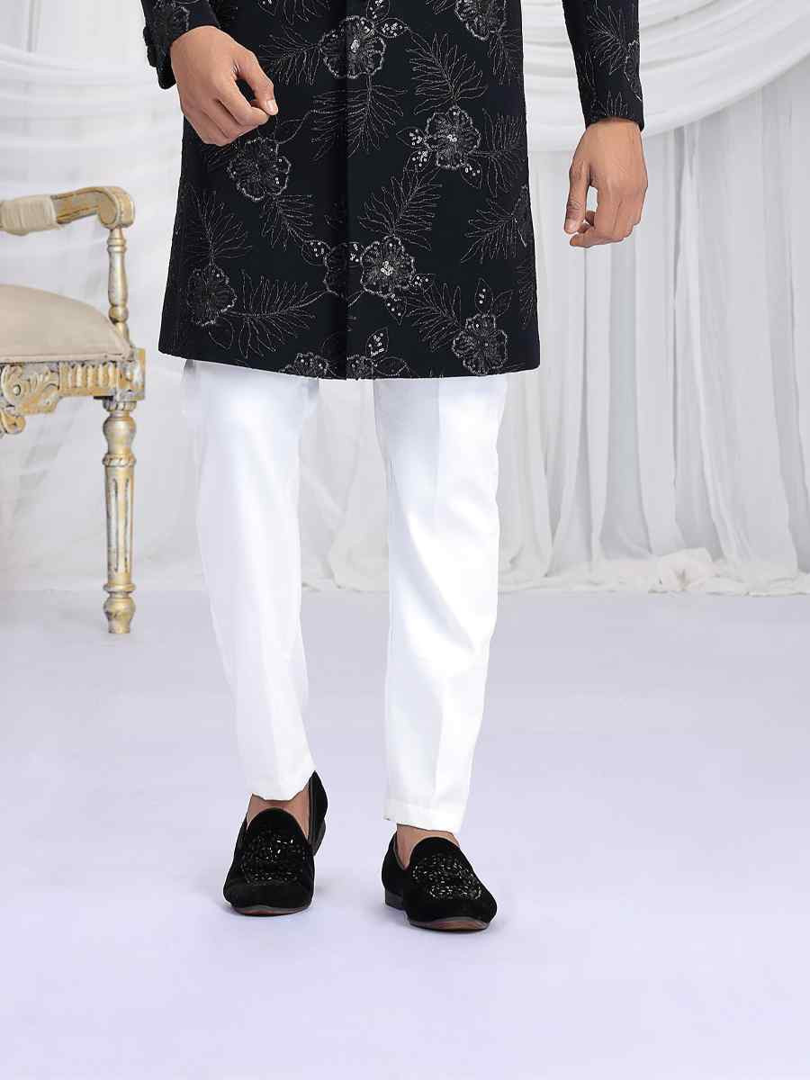Navy Blue Art Silk Embroidered Festival Wedding Mens Sherwani