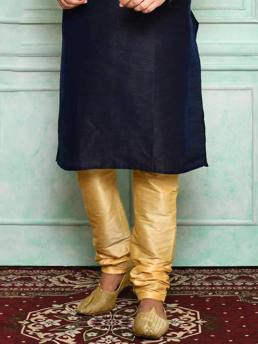 Navy Blue Art Silk Woven Festival Kurta