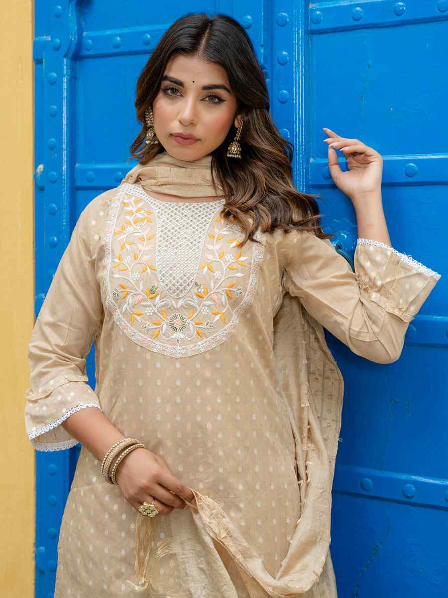 Navy Blue Chanderi Silk Embroidery Party Wedding Festival Casual Ready Pant Salwar Kameez