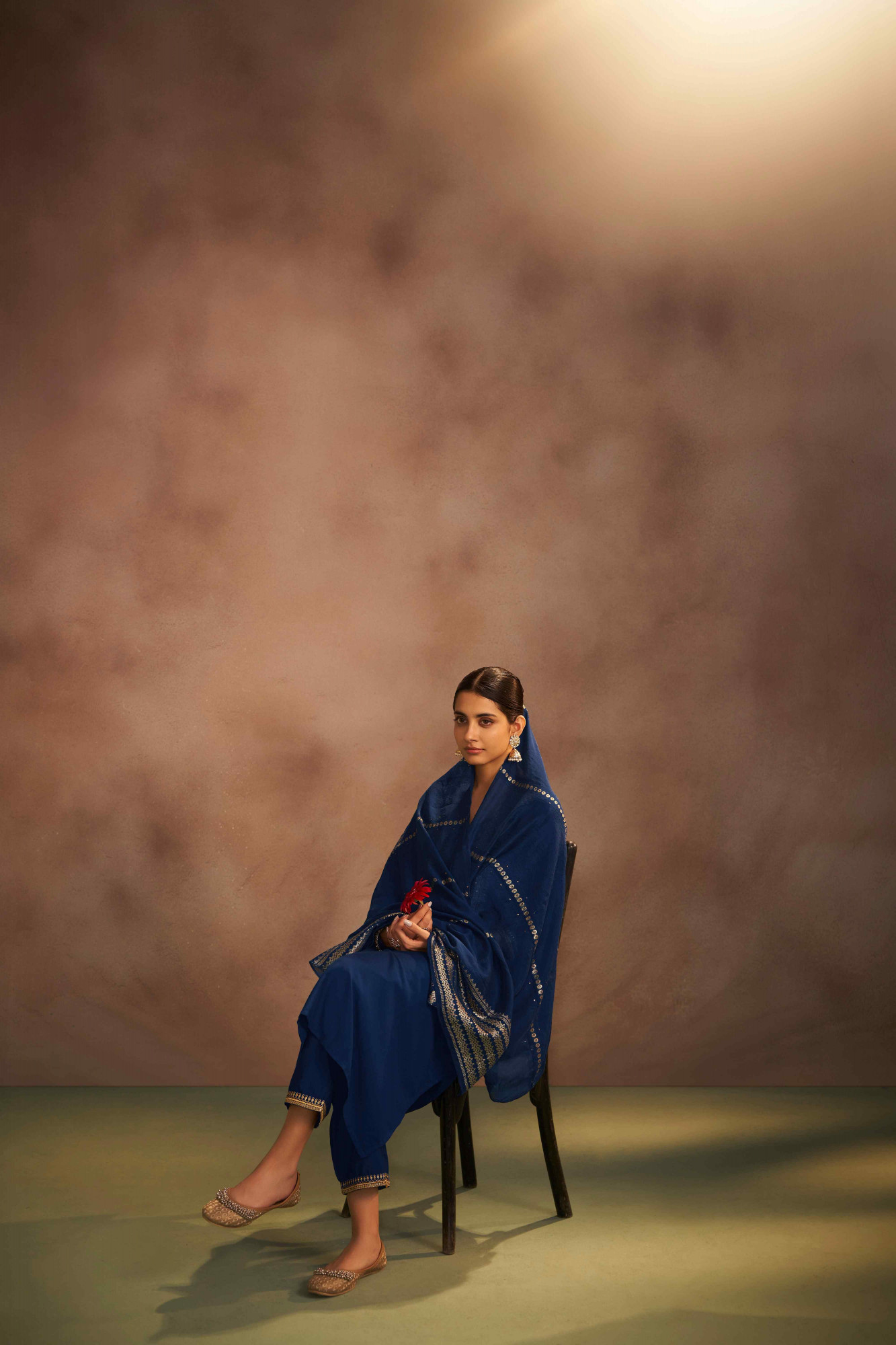 Navy Blue Chinon Embroidery Party Wedding Festival Casual Ready Pant Salwar Kameez