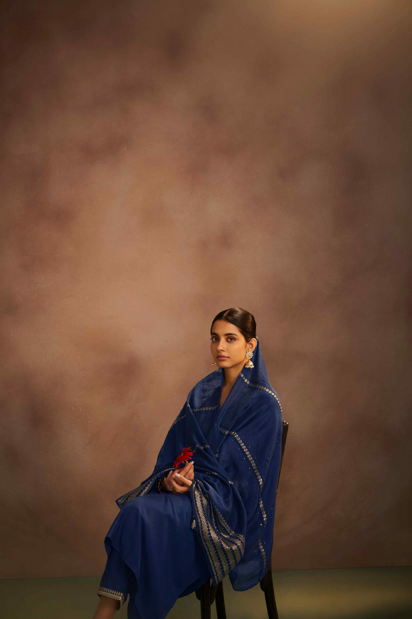 Navy Blue Chinon Embroidery Party Wedding Festival Casual Ready Pant Salwar Kameez