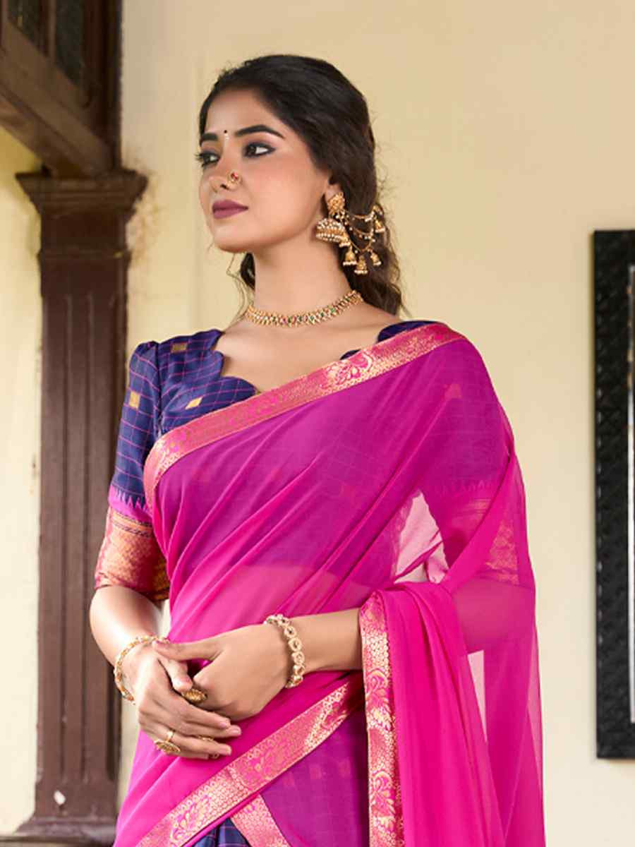 Navy Blue Cotton Silk Handwoven Reception Wedding Lehenga Choli
