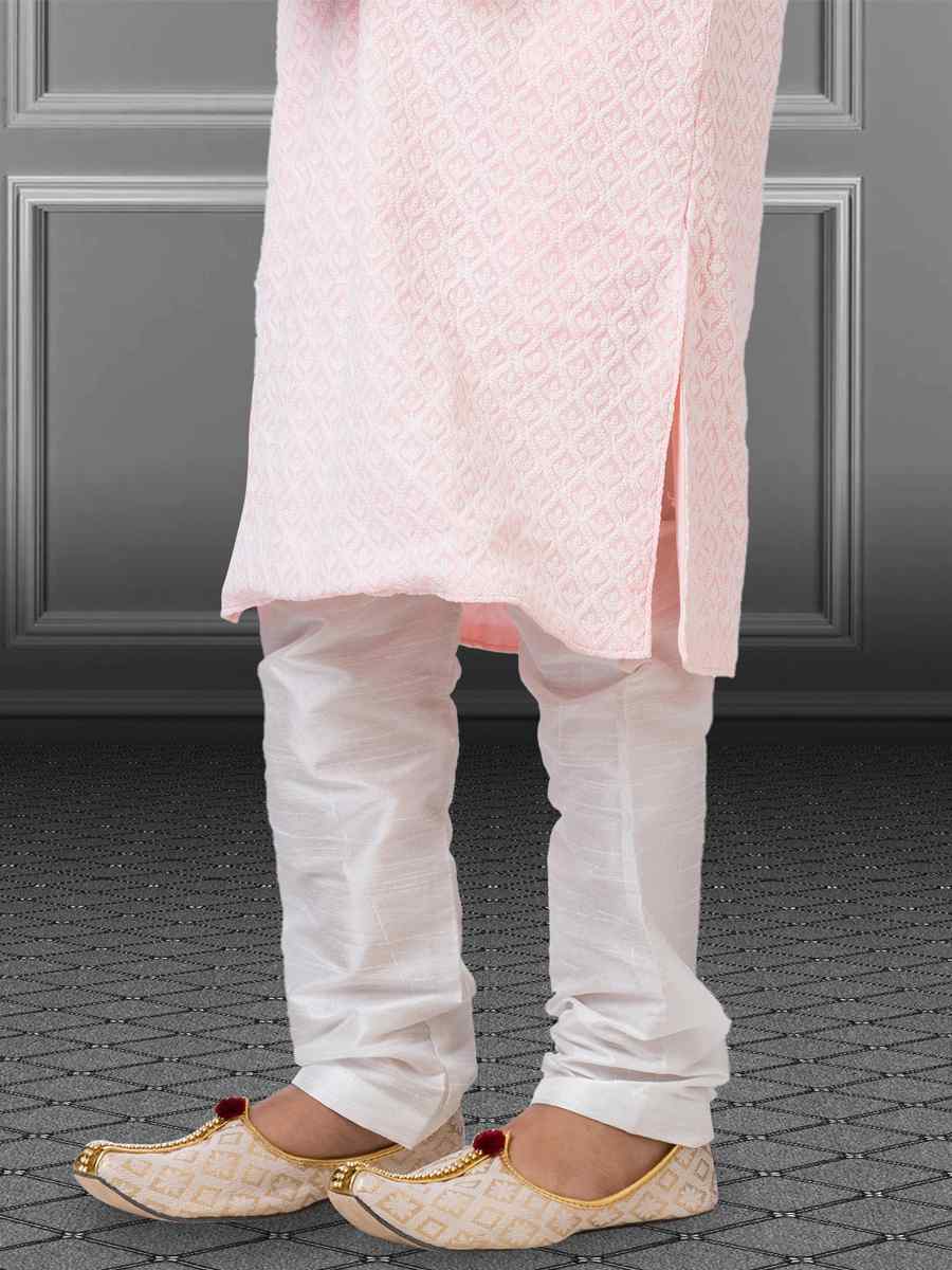 Navy Blue Georgette Embroidered Festival Kurta Pyjama Boys Wear