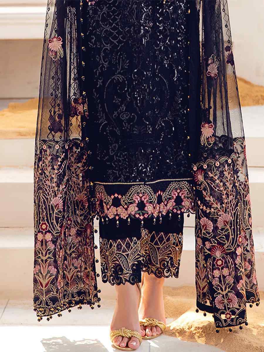 Navy Blue Georgette Embroidered Festival Party Pant Salwar Kameez
