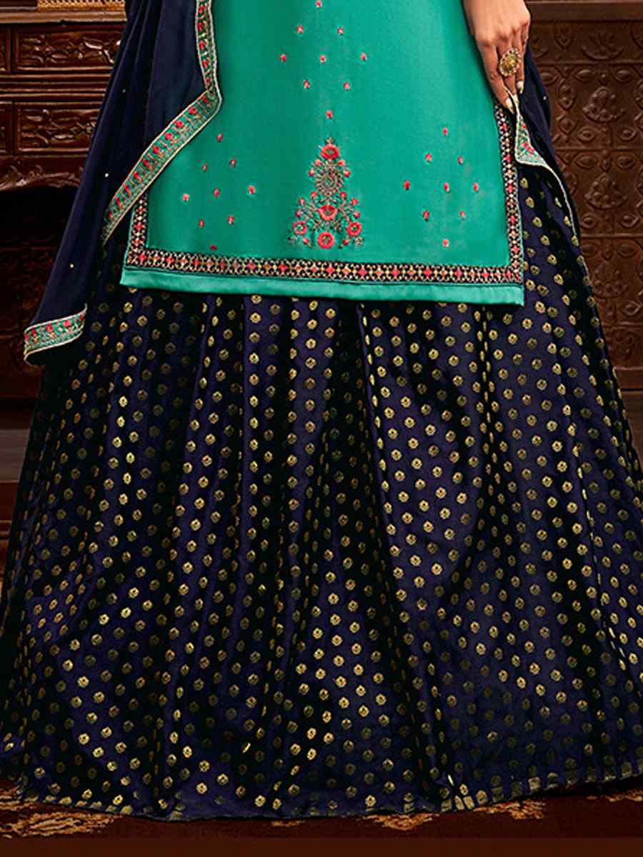 Chinon Chiffon Chevron-Mughal Pattern Sequins, Gota Patti, Thread  Embroidered Kurti Style Lehenga Choli, And Net Dupatta | Exotic India Art