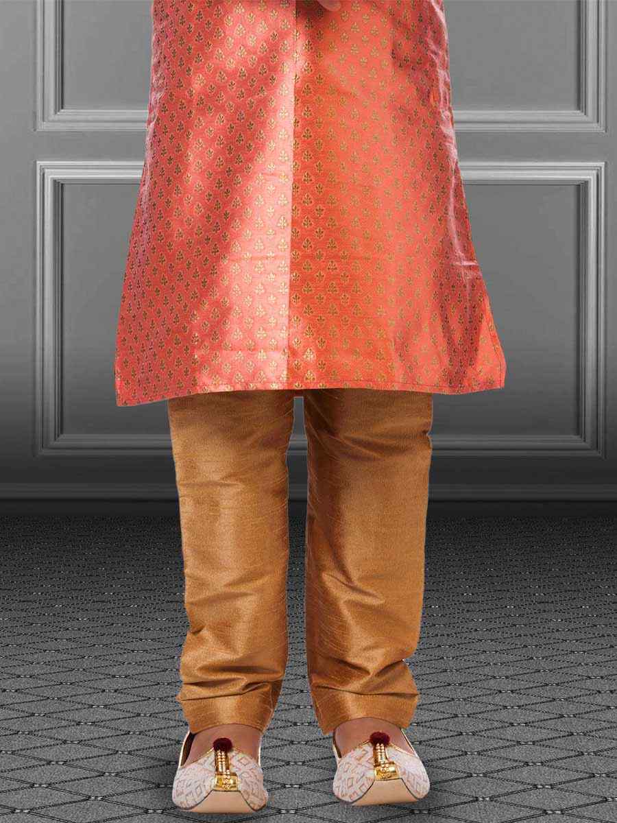 Navy Blue Jacquard Silk Embroidered Festival Kurta Pyjama Boys Wear