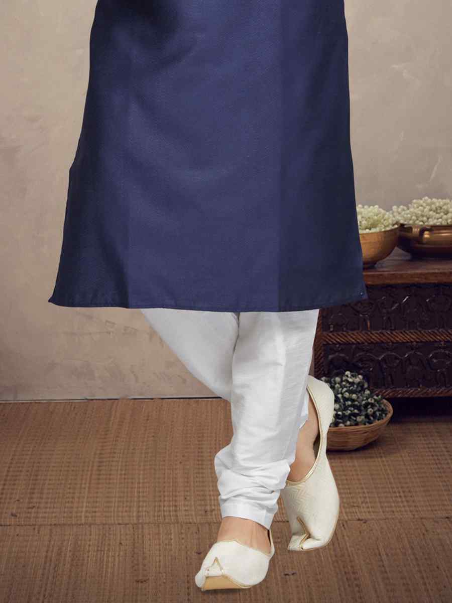 Navy Blue Jacquard Woven Festival Mehendi Kurta