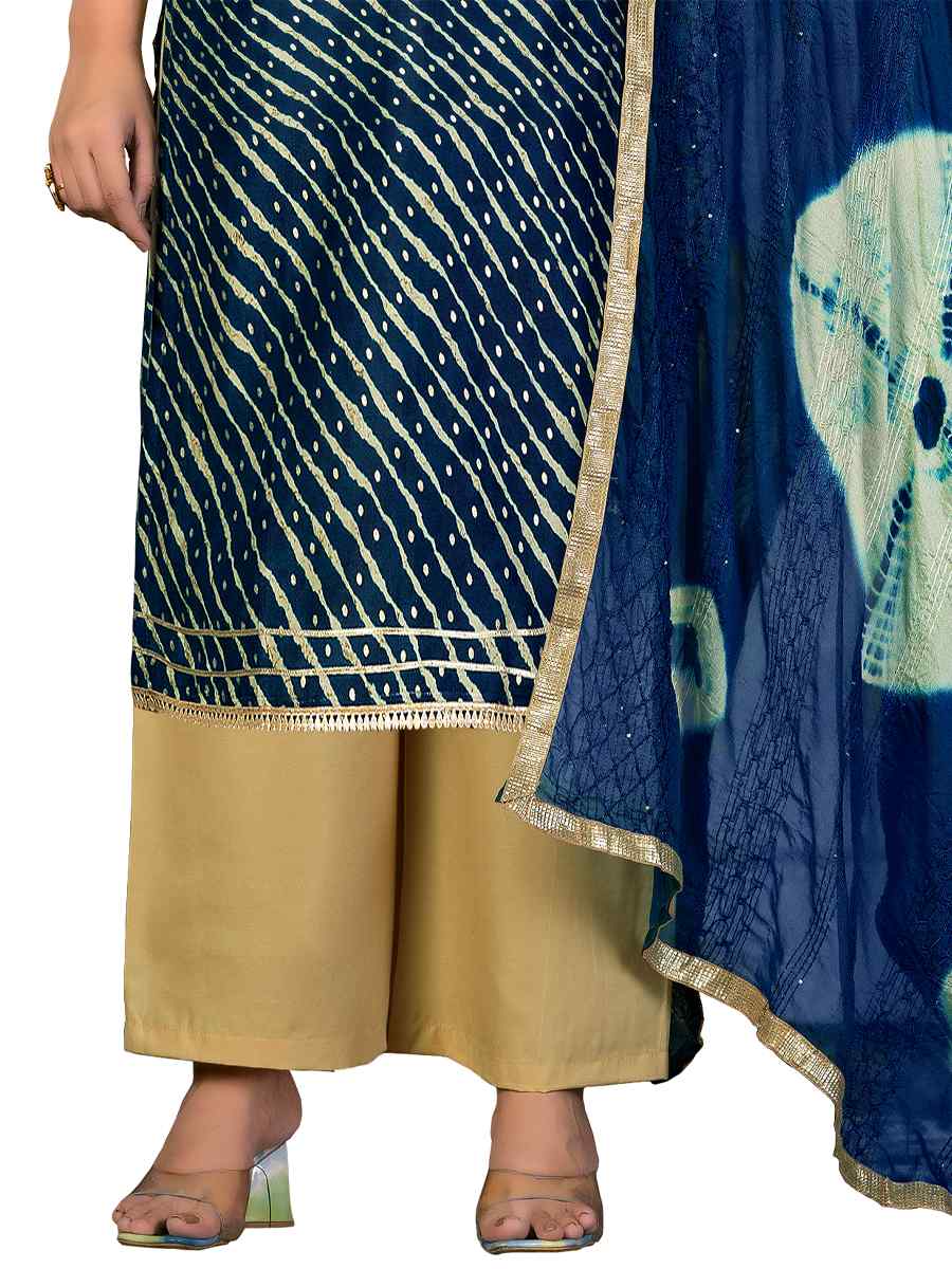 Navy Blue Premium Jam Cotton Handwoven Casual Festival Pant Salwar Kameez