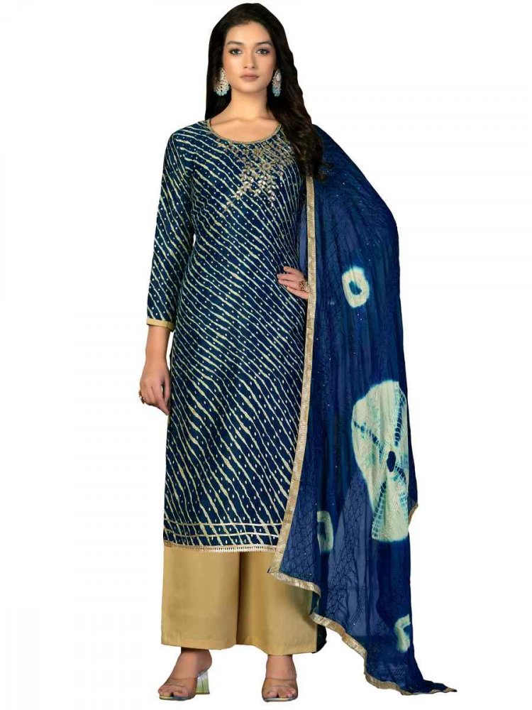 Navy Blue Premium Jam Cotton Handwoven Casual Festival Pant Salwar Kameez