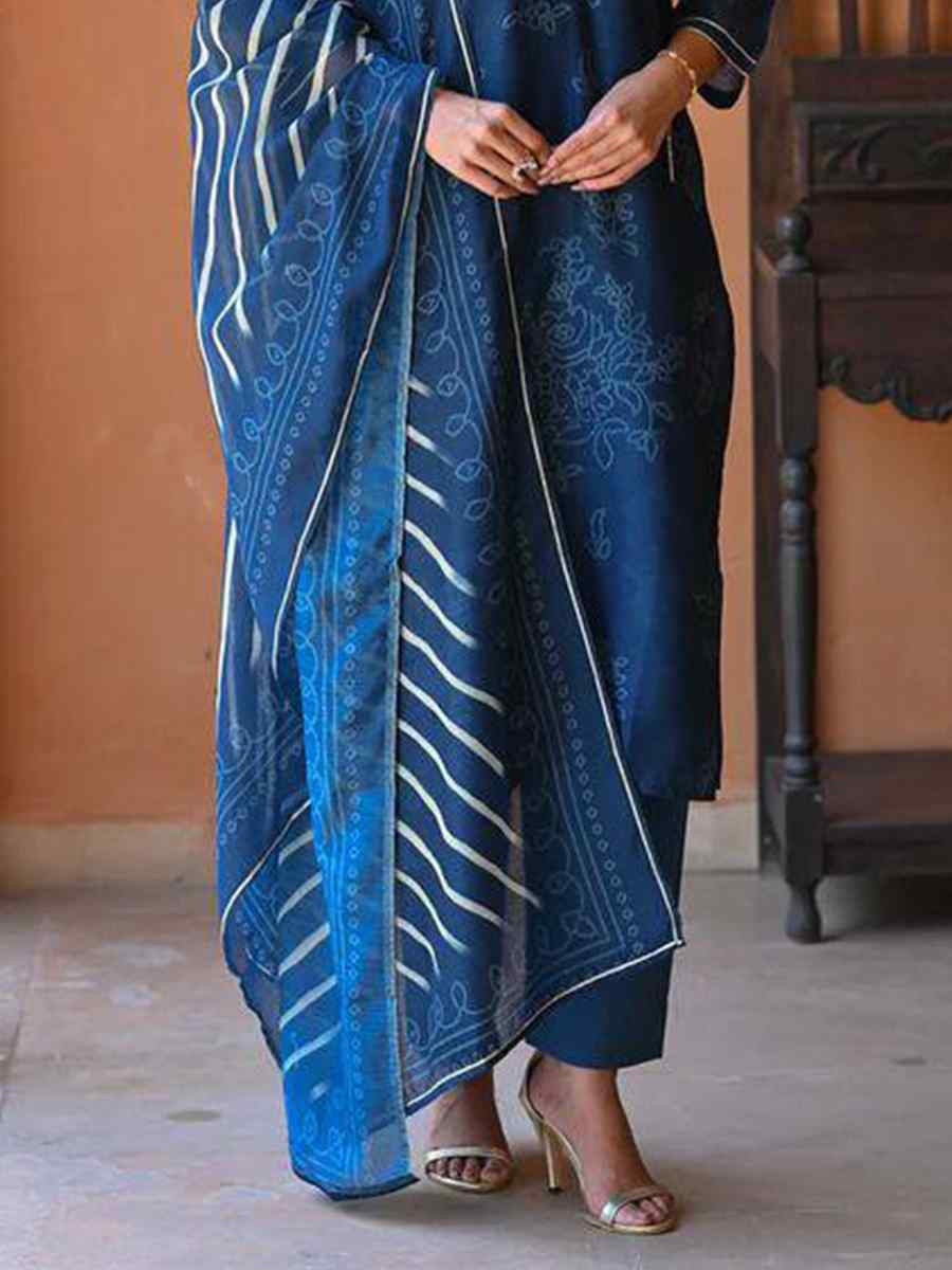 Navy Blue Rayon Embroidered Festival Wedding Ready Pant Salwar Kameez