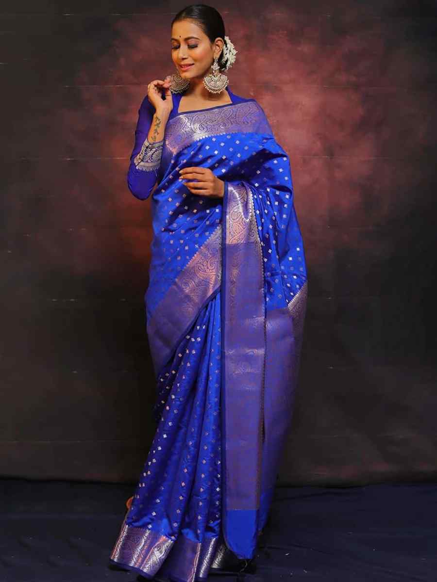 Navy Blue Silk Handwoven Festival Casual Heavy Border Saree