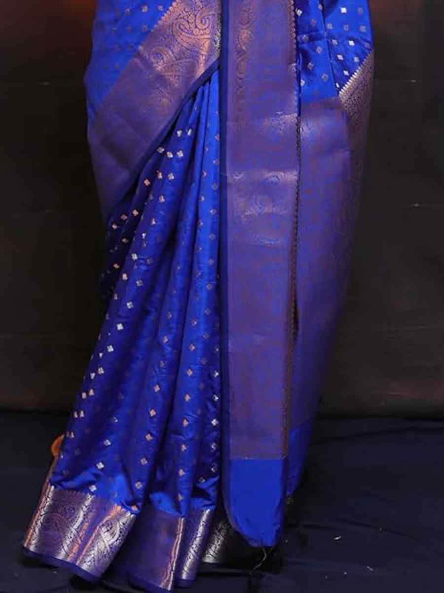 Navy Blue Silk Handwoven Festival Casual Heavy Border Saree