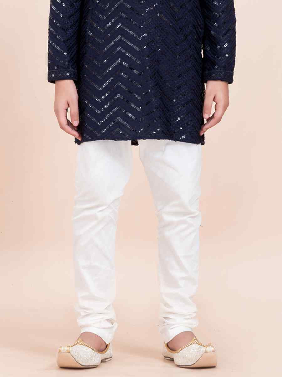 Navy Blue Viscose RayonEmbroidered Festival Traditional Kurta Pyjama Boys Wear