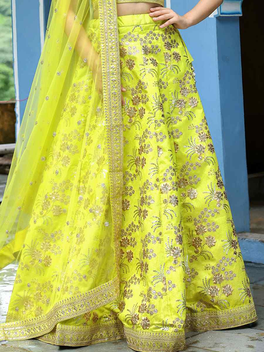 Neon Slub Silk Embroidered Festival Wedding Party Reception Heavy Border Lehenga Choli