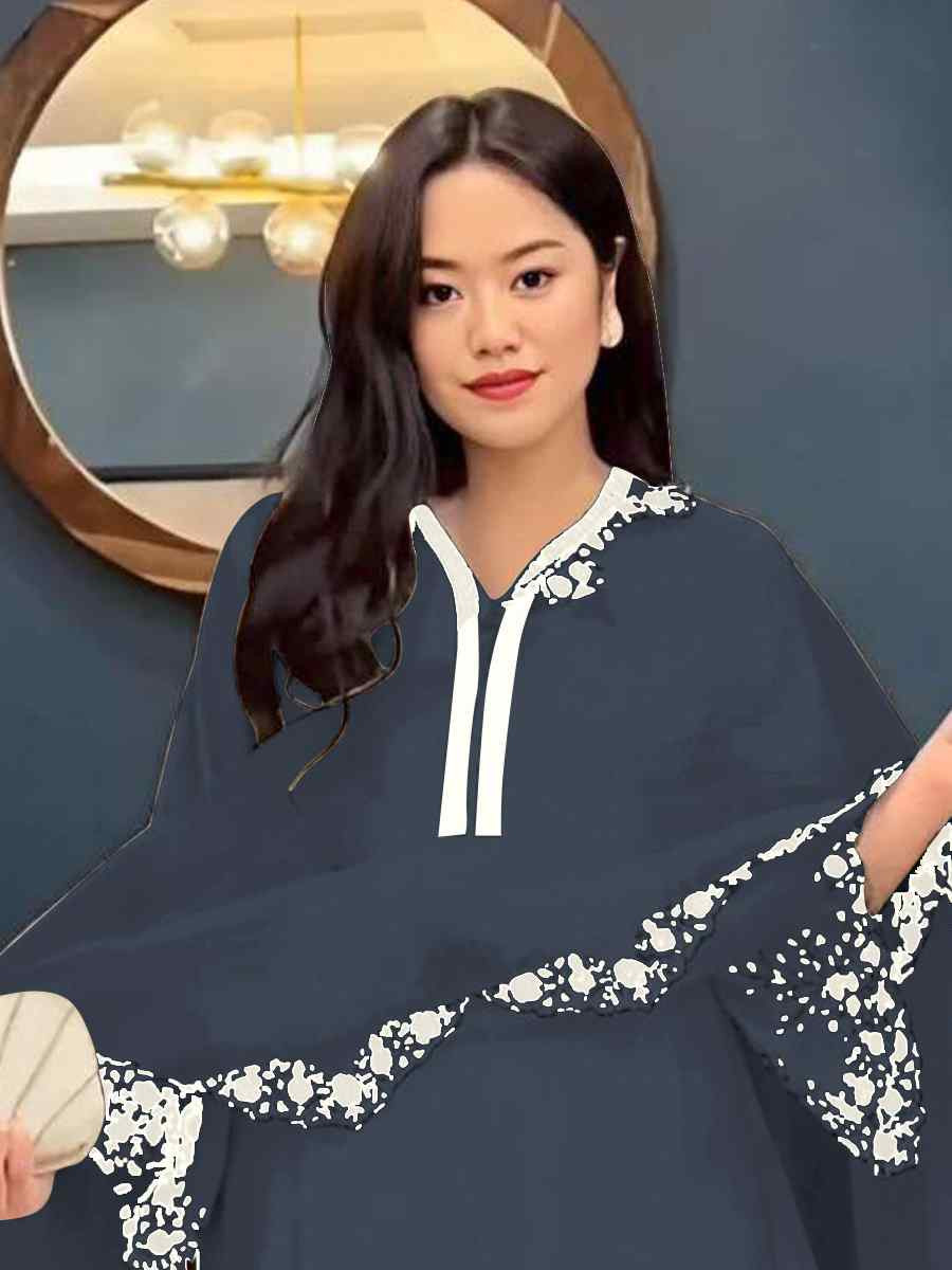 Nevy Blue Faux Georgette Embroidered Party Casual Ready Palazzo Pant Salwar Kameez