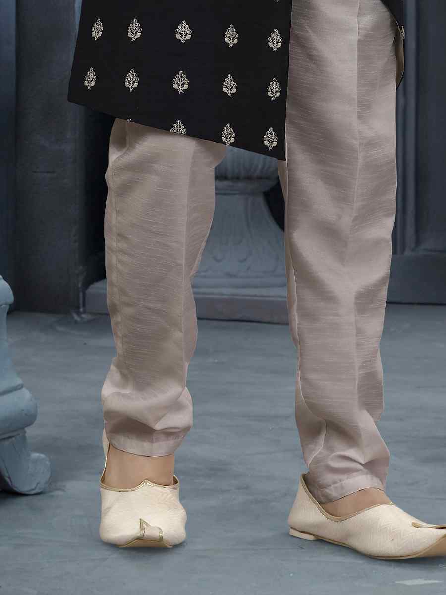 Nevy Blue Jacquard Woven Festival Wedding Sherwani