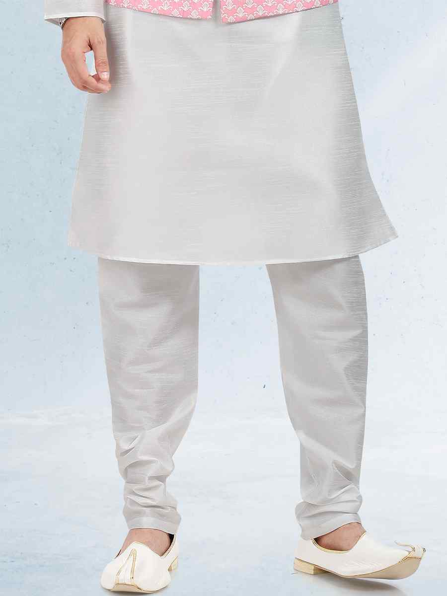 Off White Art Banarasi Silk Woven Festival Party Kurta