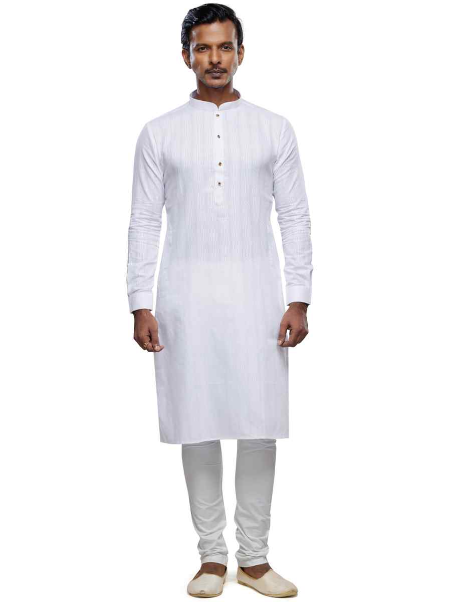 Off White Art Silk Printed Festival Casual Kurta