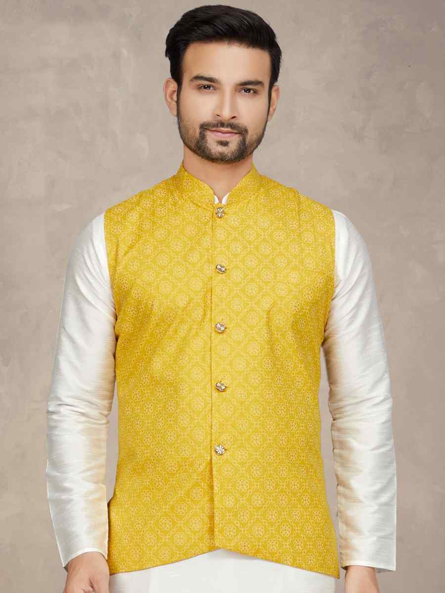 Off White Cotton Printed Festival Party Kurta