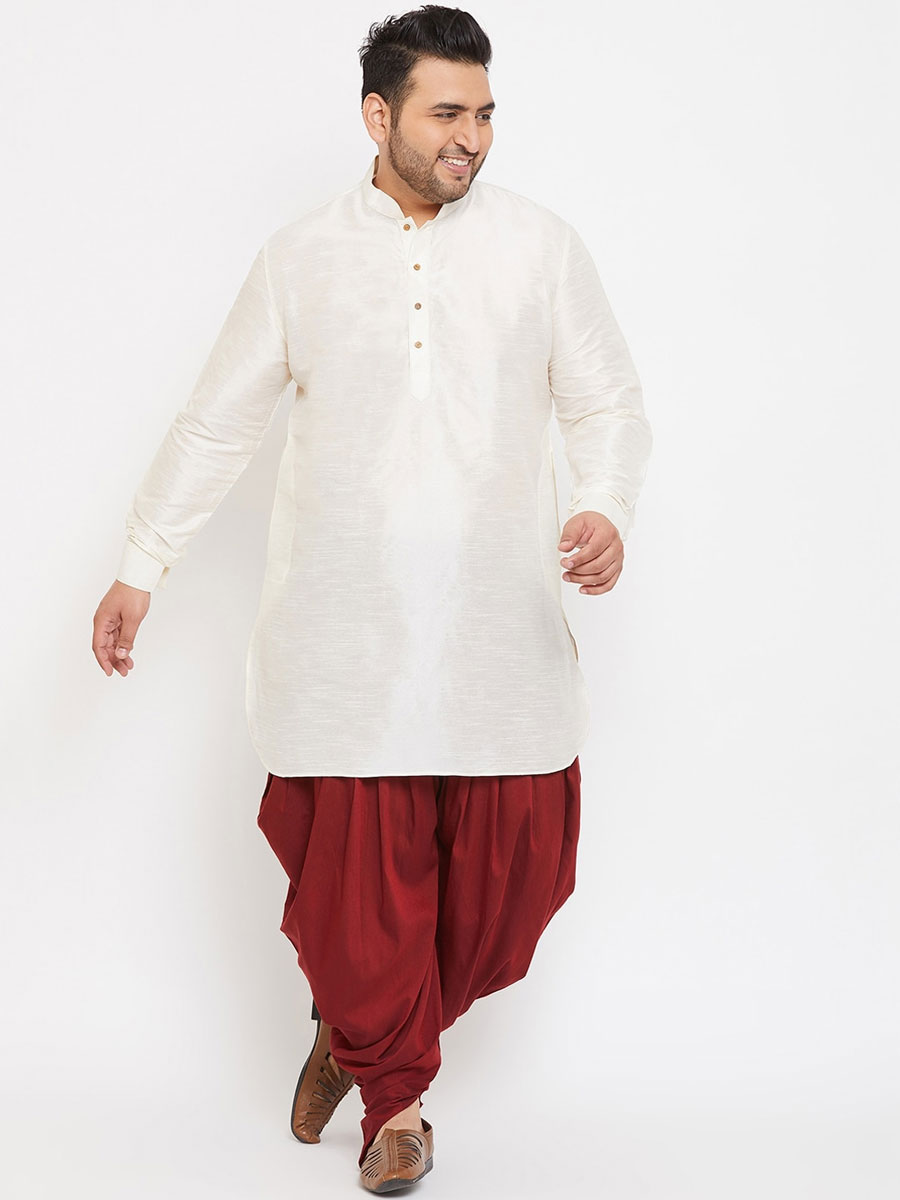 Off-White Dupion Silk Festival Plain Kurta